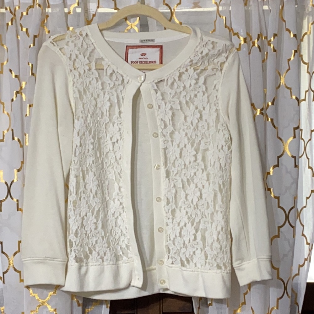 3️⃣for$20🤩 Off-white lace cardigan